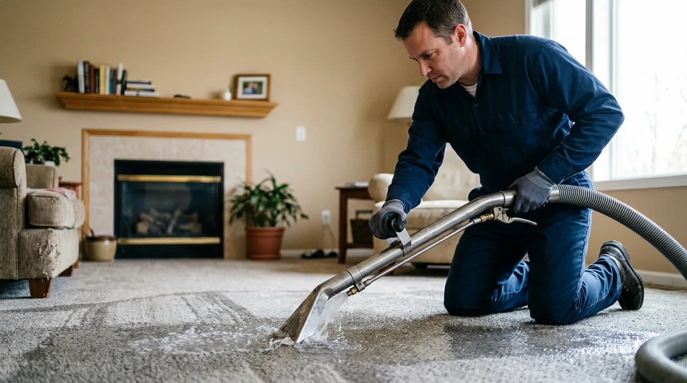 Water damage restoration technician working near Mount Vernon, AR